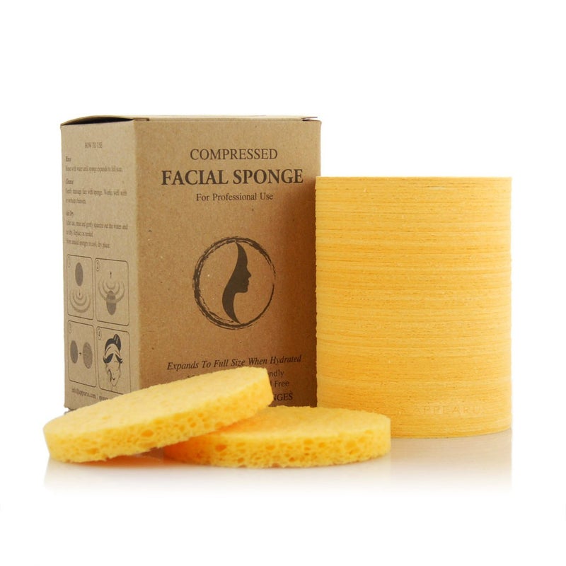 Appearus Face Sponge - APPEARUS Compressed Natural Cellulose Facial Sponges | Made in USA | Cosmetic Spa Sponges for Facial Cleansing and Exfoliating (100 Count) 