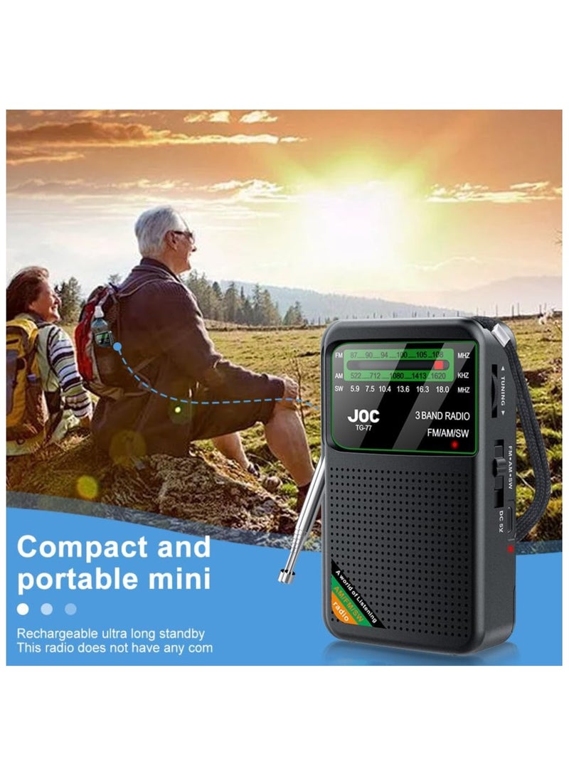 Joc راديو محمول FM AM SW، يعمل بالبطارية، أفضل استقبال، مكبر صوت محمول قابل لإعادة الشحن مع شاشة عرض عالية الدقة، مقبس سماعة 3.5 مم، مناسب للاستخدام الداخلي والخارجي والطوارئ - Image 3