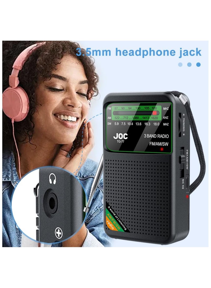Joc راديو محمول FM AM SW، يعمل بالبطارية، أفضل استقبال، مكبر صوت محمول قابل لإعادة الشحن مع شاشة عرض عالية الدقة، مقبس سماعة 3.5 مم، مناسب للاستخدام الداخلي والخارجي والطوارئ - Image 4