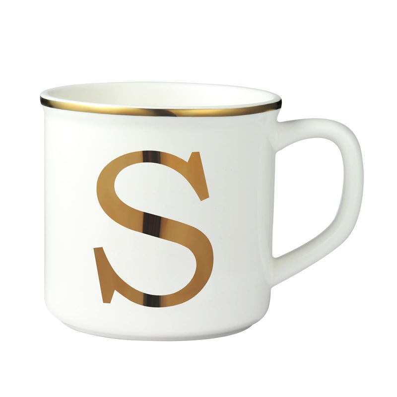 Miicol Ceramic Coffee Mug 16 oz Monogram Coffee Cup Golden Initial Tea Mug Personalized Tea Cup Unique Gift Large Mug for Home Office Letter S