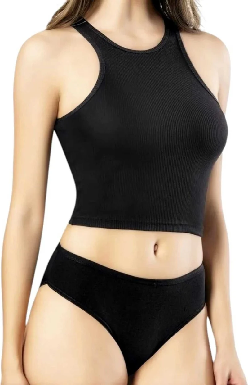 Tezzgelsin Women's Wide Strap Camisole Crop 3 Piece Set