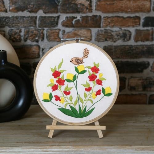 picknMAKE Cross Stitch Embroidery Kit For Beginners & Adult, Showcasing Bird & Floral, Printed Fabric, Instruction Paper, Threads & Needles All Materials Included,Multicolor - Image 5