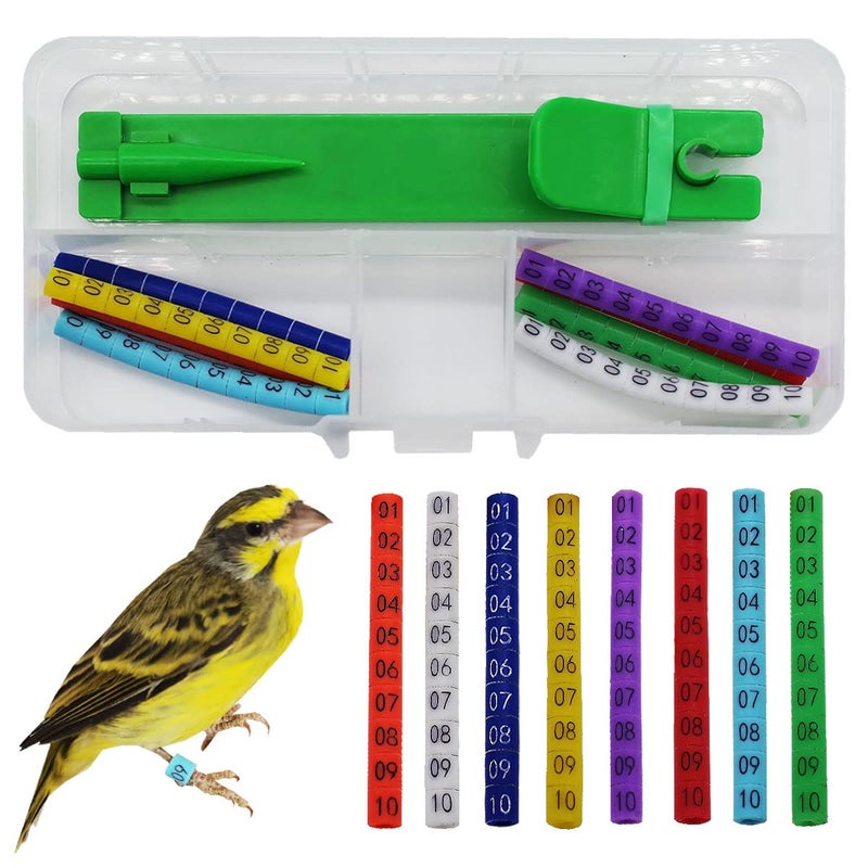 FOIBURELY 80 pcs Numbered Bird Ring Leg Bands for Gouldian Zebra Finch Canary Society Bird Foot Ring with 1 InstallerDiameter 3mm - Image 2