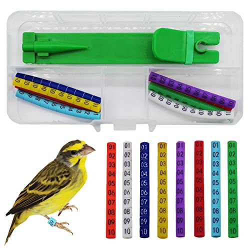 FOIBURELY 80 pcs Numbered Bird Ring Leg Bands for Gouldian Zebra Finch Canary Society Bird Foot Ring with 1 InstallerDiameter 3mm - Image 1