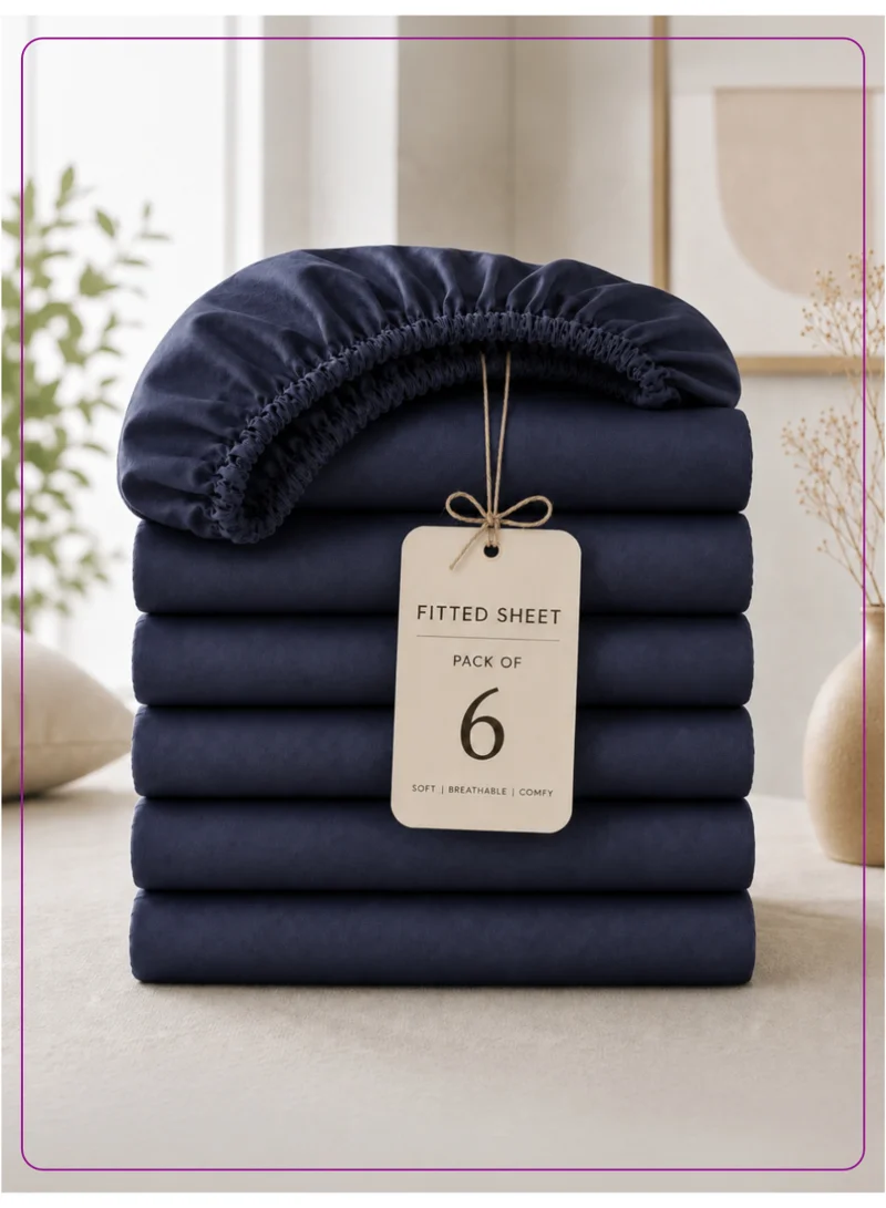 Donetella Super King Fitted Sheets 200x200 cm – Pack of 6 | OEKO-TEX Certified Brushed Microfiber | Deep Pocket with 360° All-Round Elastic | Ultra Soft, Wrinkle Resistant, Easy Care | Safe for Sensitive Skin