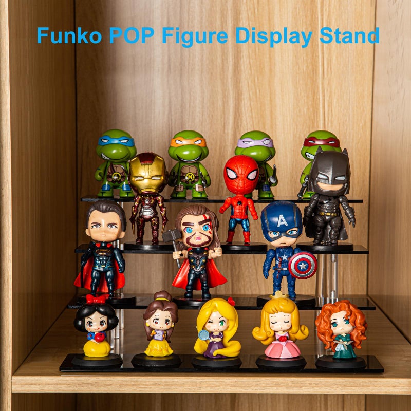 HENABLE 4 Tier Perfume Organizer Stand, Acrylic Risers Display Stands, Display Risers, Perfume Shelf Dessert Display for Party, Figure Stand Funko POP Shelves, Black Cupcake Stand Holder - Image 3