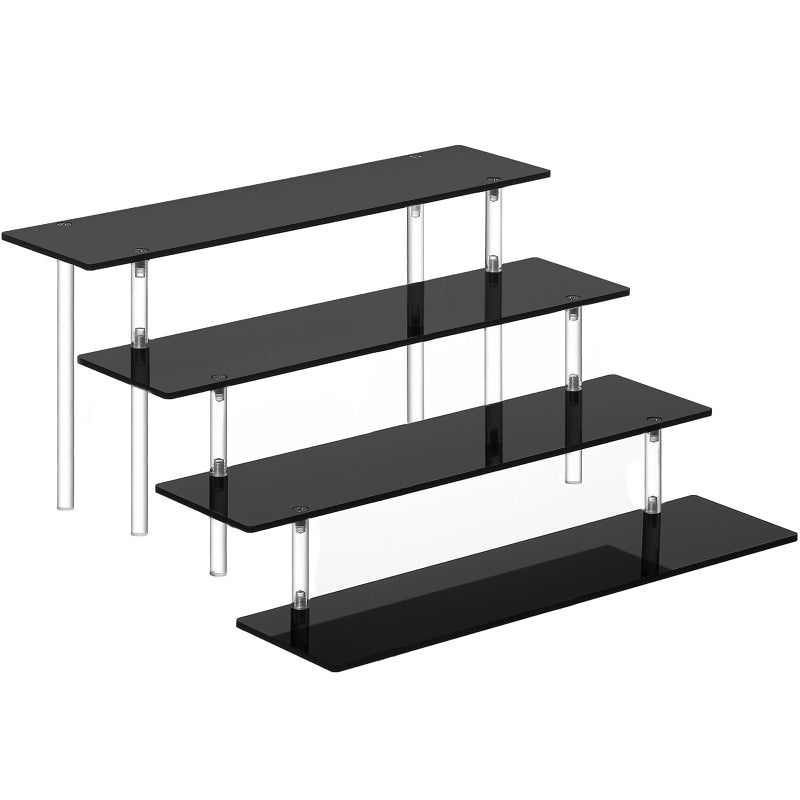HENABLE 4 Tier Perfume Organizer Stand, Acrylic Risers Display Stands, Display Risers, Perfume Shelf Dessert Display for Party, Figure Stand Funko POP Shelves, Black Cupcake Stand Holder - Image 1