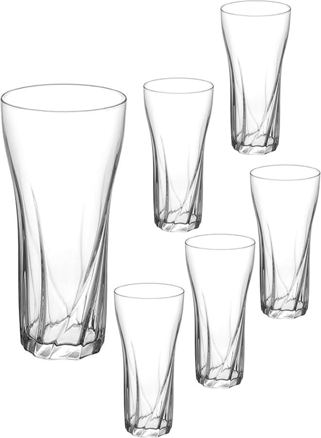 LAV MARIO Glass / 375 cc - 12.75 Oz / 6 Pcs/Elegant design, Trusted Brand, Attractive shape of Water, Sparkling Drink, Soft Drink, Smoothies, Juices, Cocktails
