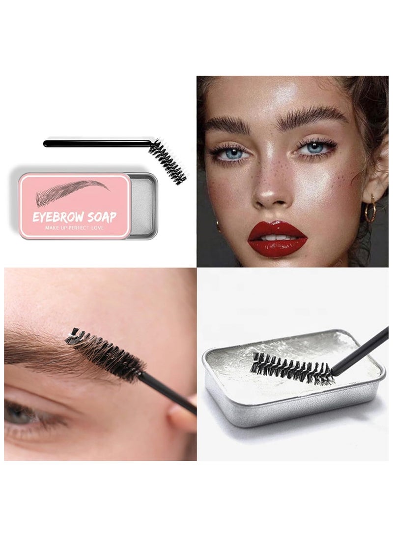 Eyebrow Gel Clear, Brow Gel Eyebrow Wax Eyebrow Pomade Eyebrow Glue Brow Soap Brow Wax Kit, Waterproof Long Lasting Smudge-Proof Eyebrow Styling Gel Brows Shaping Cream for Natural Eyebrows(Brush) - Image 3