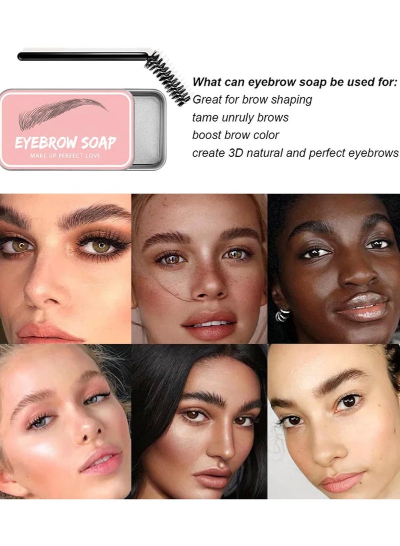 Eyebrow Gel Clear, Brow Gel Eyebrow Wax Eyebrow Pomade Eyebrow Glue Brow Soap Brow Wax Kit, Waterproof Long Lasting Smudge-Proof Eyebrow Styling Gel Brows Shaping Cream for Natural Eyebrows(Brush) - Image 4