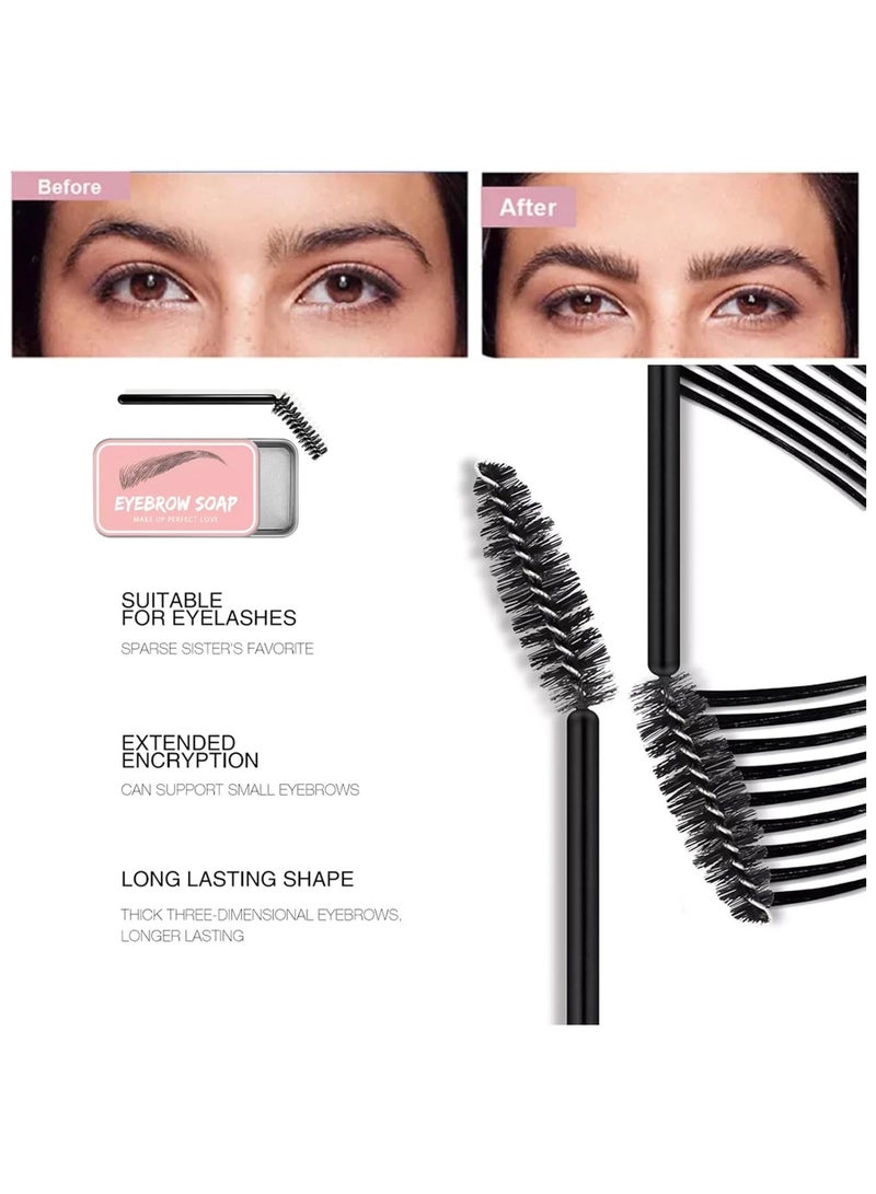 Eyebrow Gel Clear, Brow Gel Eyebrow Wax Eyebrow Pomade Eyebrow Glue Brow Soap Brow Wax Kit, Waterproof Long Lasting Smudge-Proof Eyebrow Styling Gel Brows Shaping Cream for Natural Eyebrows(Brush) - Image 5