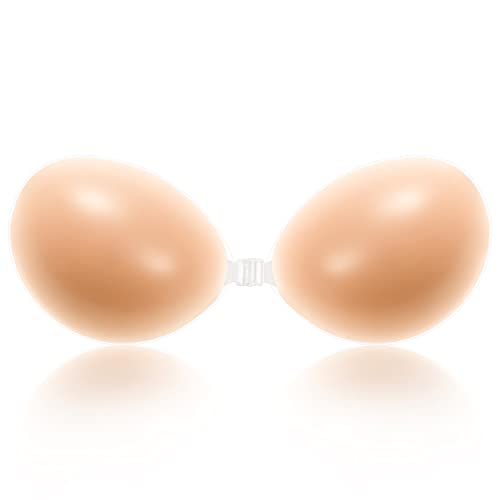 Wingslove Adhesive Bra Reusable Strapless Self Silicone Push-up Invisible Sticky Bras for Backless Dress (Nude,B) - Image 1