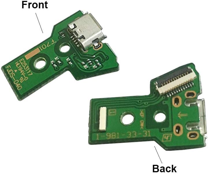 Rinbers Pack of 2 JDS-040 FJDS-040 Replacement Charging Port Micro USB Adaptor Charger Socket Circuit Board with 12 Pin Flex Cable for Sony PS4 4th Gen DualShock 4 Controller - Image 4