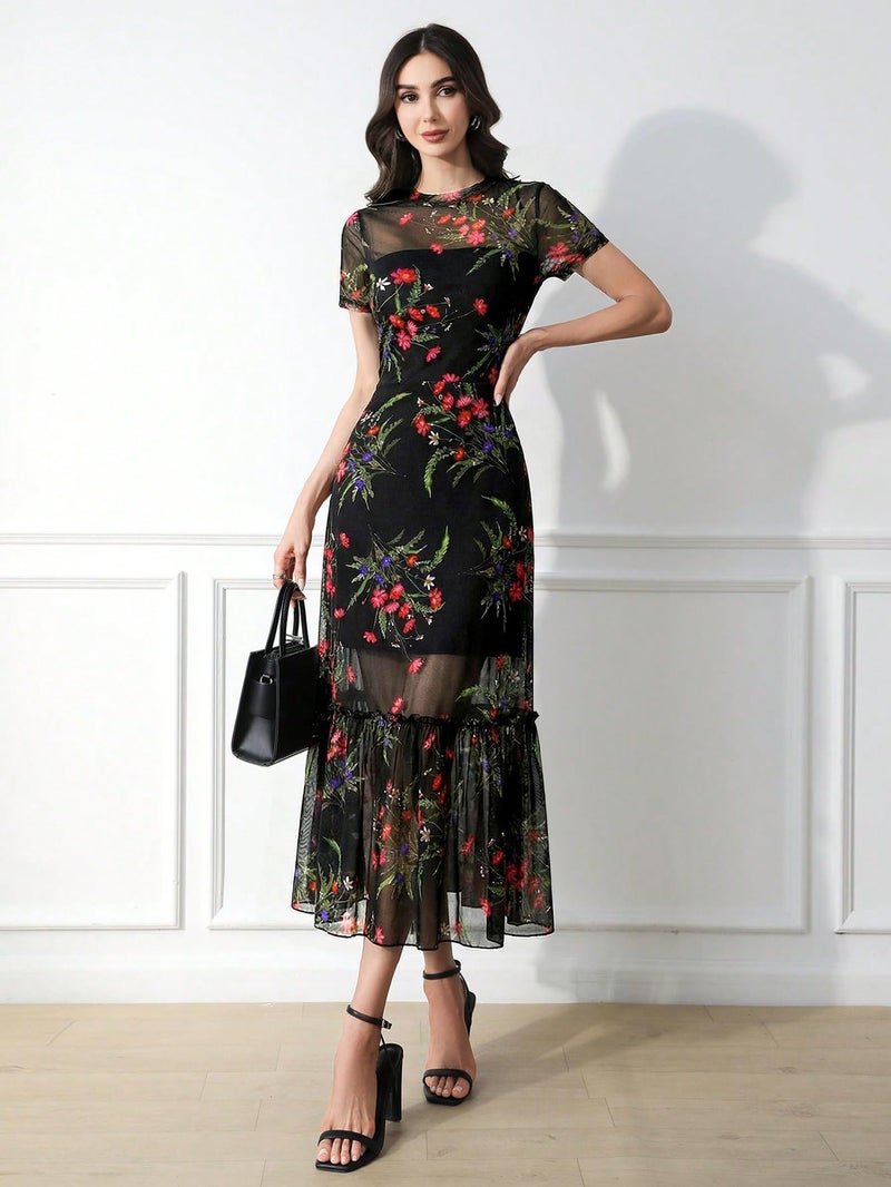 Verdusa Women's Floral Asymmetrical Going Out Dress 2026 Summer Wedding Guest Dress Red Medium - Image 2