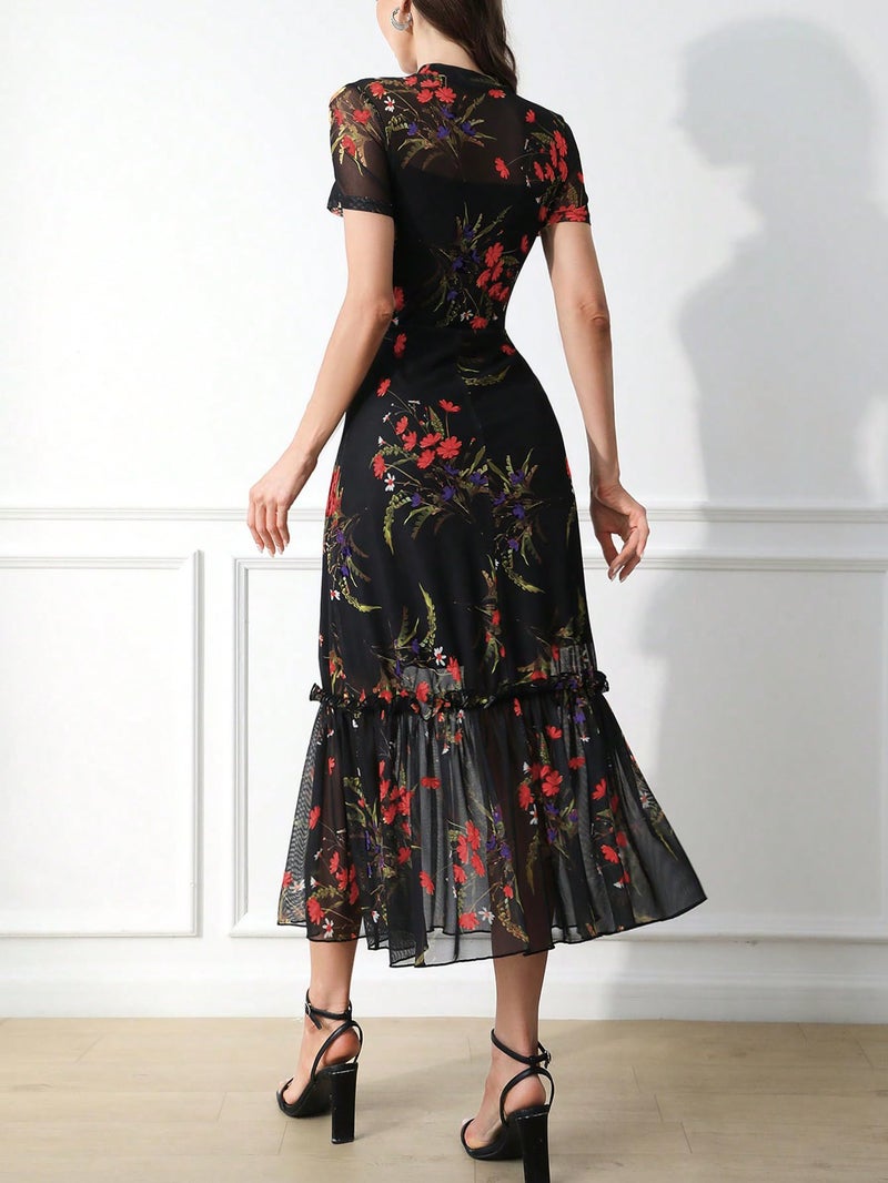 Verdusa Women's Floral Asymmetrical Going Out Dress 2026 Summer Wedding Guest Dress Red Medium - Image 5
