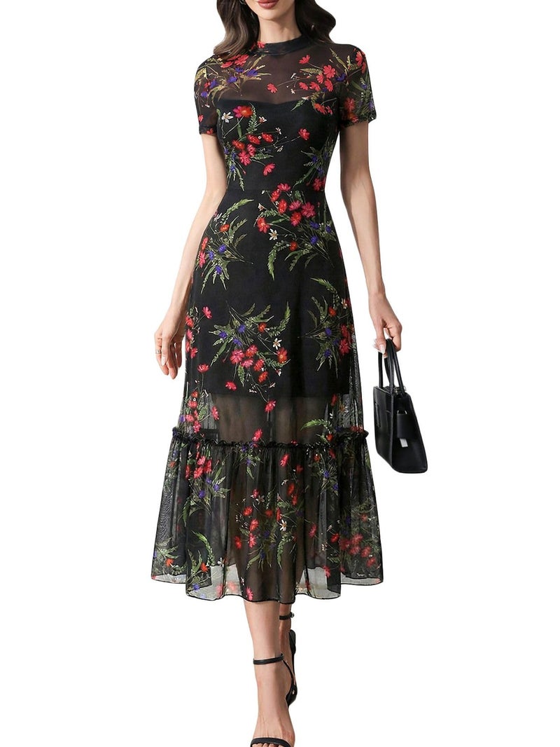 Verdusa Women's Floral Asymmetrical Going Out Dress 2026 Summer Wedding Guest Dress Red Medium - Image 1
