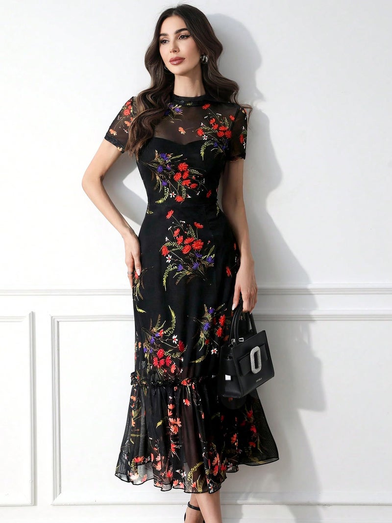 Verdusa Women's Floral Asymmetrical Going Out Dress 2026 Summer Wedding Guest Dress Red Medium - Image 4