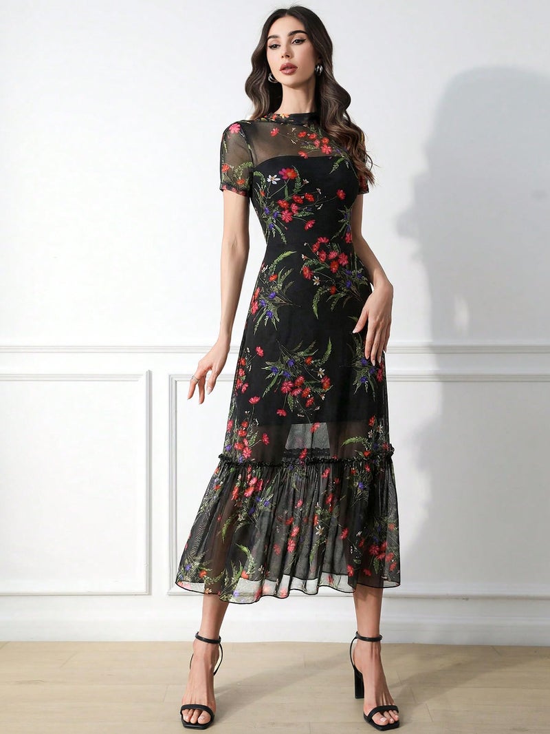 Verdusa Women's Floral Asymmetrical Going Out Dress 2026 Summer Wedding Guest Dress Red Medium - Image 3