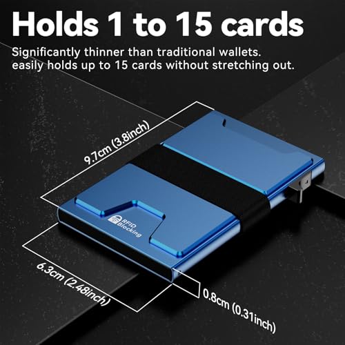 furid Smart Card Wallet for Men Slim: Minimalist Wallet For Men - RFID Blocking Pop Up Front Pocket Wallet, Metal Wallet 11 Card Holder - Image 2