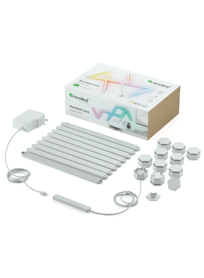 Nanoleaf Lines Starter Kit - 9 Pack - Smart WiFi LED Light System w/ Music Visualizer, Instant Wall Decoration, Home or Office Use, 16M+ Colors, Low Energy Consumption | Gaming Lights
