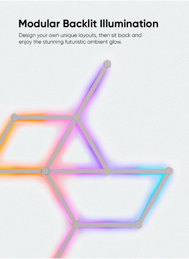 نانوليف - NANOLEAF خطوط كاتب كيت - الذكية واي فاي LED لوحة النظام مع مصور الموسيقى - 9 حزمة المملكة المتحدة - أبيض - Image 1