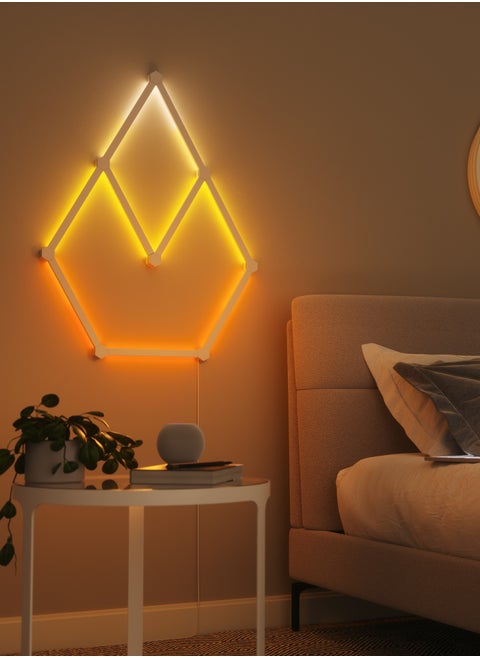 Lines Starter Kit - 9 Pack - Smart WiFi LED Light System w/ Music Visualizer, Instant Wall Decoration, Home or Office Use, 16M+ Colors, Low Energy Consumption | Gaming Lights