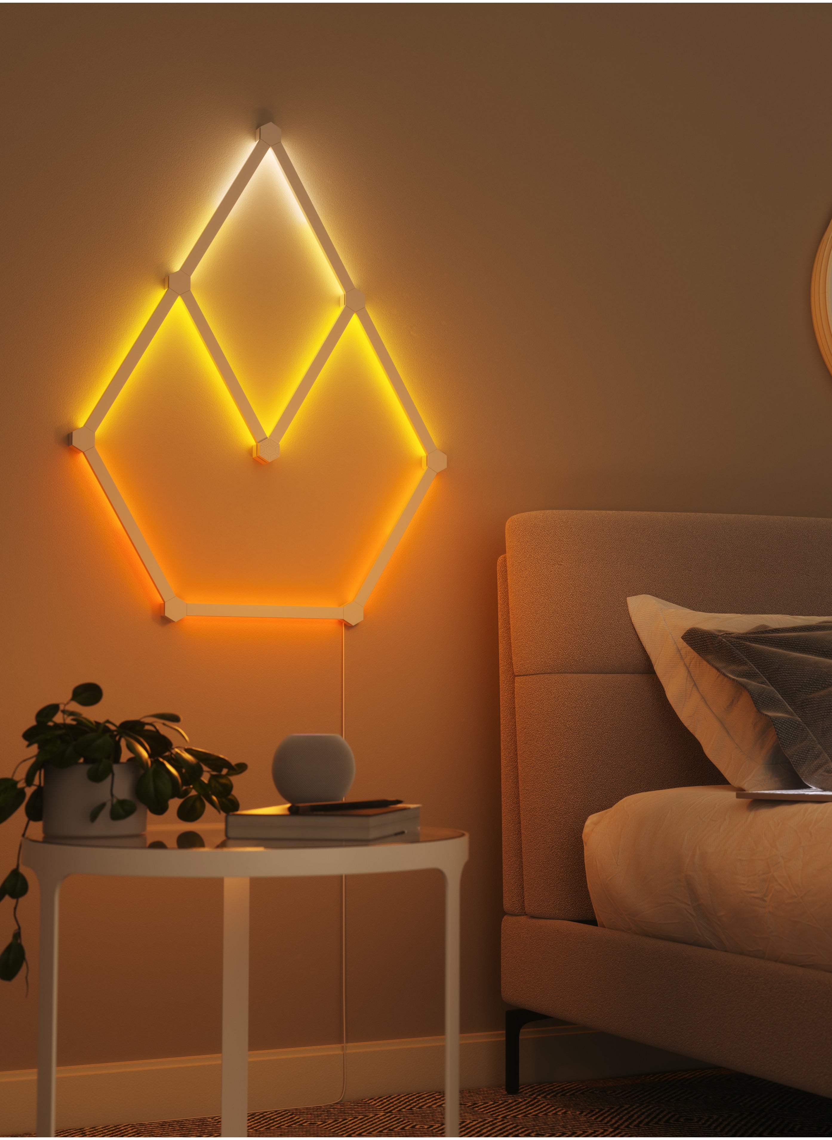 نانوليف NANOLEAF خطوط كاتب كيت - الذكية واي فاي LED لوحة النظام مع مصور الموسيقى - 9 حزمة المملكة المتحدة - أبيض 