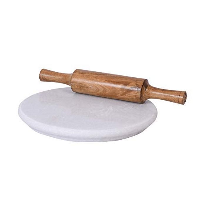 JAIPUR ACE Marble Chakla Belan Set 10 Inch White | Roti Maker Board with Rolling Pin | Chapati Maker for Kitchen | Polished Stone Chakla for Daily Cooking | Durable & Easy Clean Kitchen Tool - Image 2