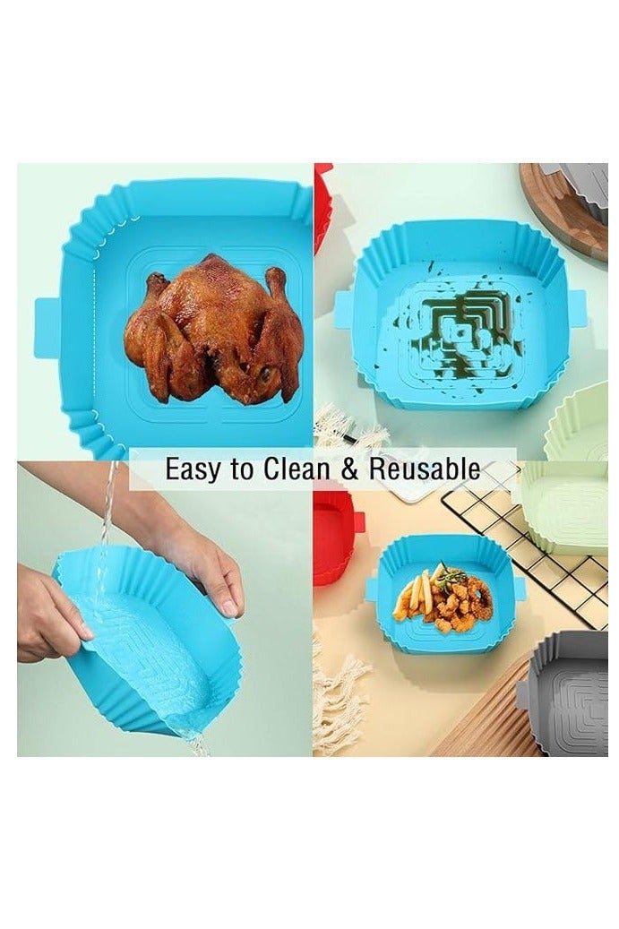 4 Pieces Silicone Air Fryer Liners Air Fryer Silicone Reusable Liners Square Food Safe Air Fryers Oven Accessories Replacement Of Flammable Parchment Liner Paper Silicone Baking Tray Pots - Image 2
