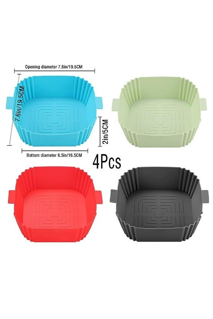 4 Pieces Silicone Air Fryer Liners Air Fryer Silicone Reusable Liners Square Food Safe Air Fryers Oven Accessories Replacement Of Flammable Parchment Liner Paper Silicone Baking Tray Pots - Image 4