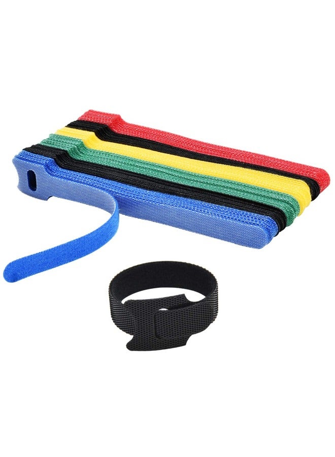 Loquat 60PCS 6 inch Reusable Fastening Cable Ties Cords Management Cable Organizer Cord Wrap Multi-Color - Image 1