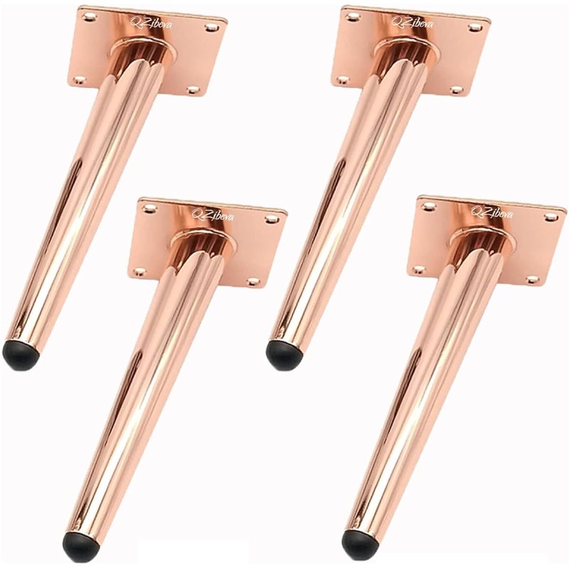QZibeva Size 6 Inch Rose Gold Furniture Legs Set of 4 Oblique Furniture Legs Metal Chair Legs Modern Style Sofa Replacement Feet for Couch Bed Sofa Ottoman Cupboard Coffee Table Nightstand - Image 1