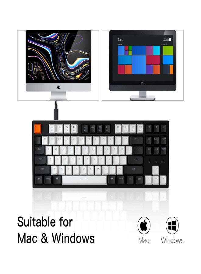 Keychron C1 Hot-swappable Wired Mechanical Keyboard with Gateron G Pro Red Switch/Double-Shot ABS Keycaps/White Backlight/USB Type-C Cable, Tenkeyless 87 Keys Computer Keyboard for Mac Windows PC - Image 3