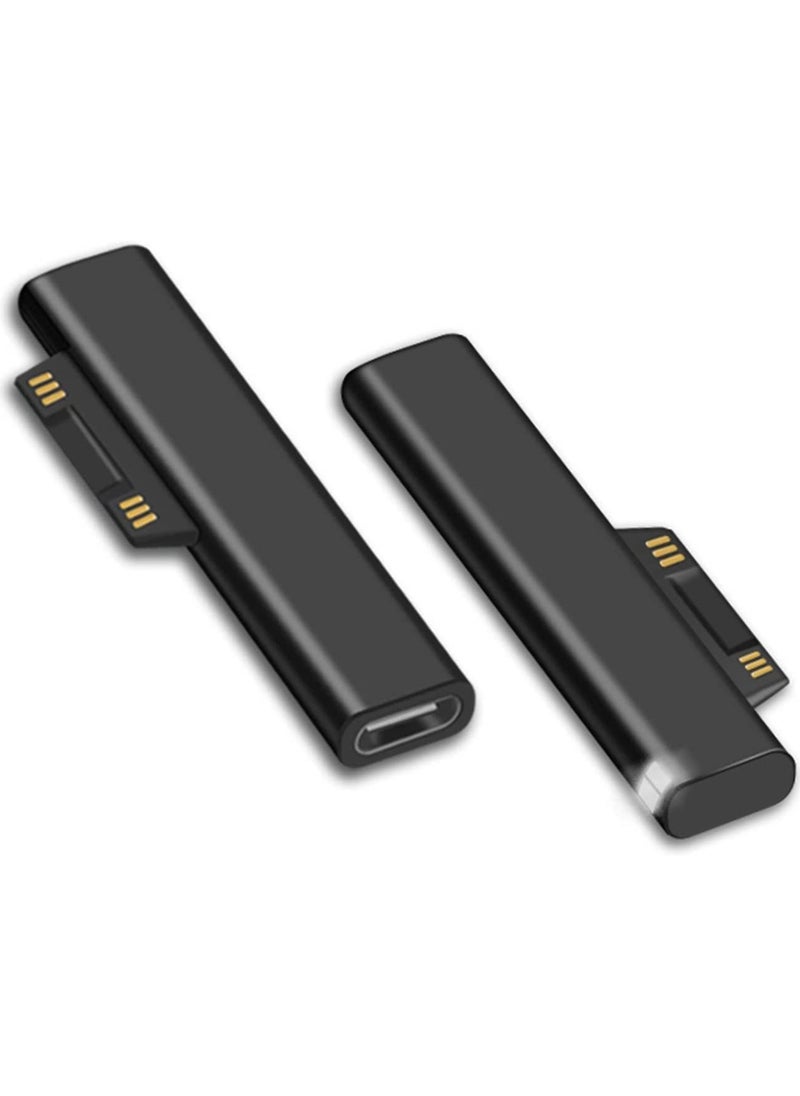Connect to USB C Charging Connector, Compatible for Microsoft Surface Pro 7/6/5/4/3 Go 1/2 Surface Laptop 4/3/2/1, Works with 45W 15V3A USBC Power Supply and 3A USB-C Cable (2 Pcs)