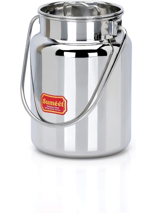 Sumeet Akhand Jointless Oil Can/Milk Can – 2L, Premium Stainless Steel, Rust-Proof, Glossy Finish, Leak-Proof Inner Lid, Durable & Easy to Clean for Storing Milk, Oil & Ghee - Image 1