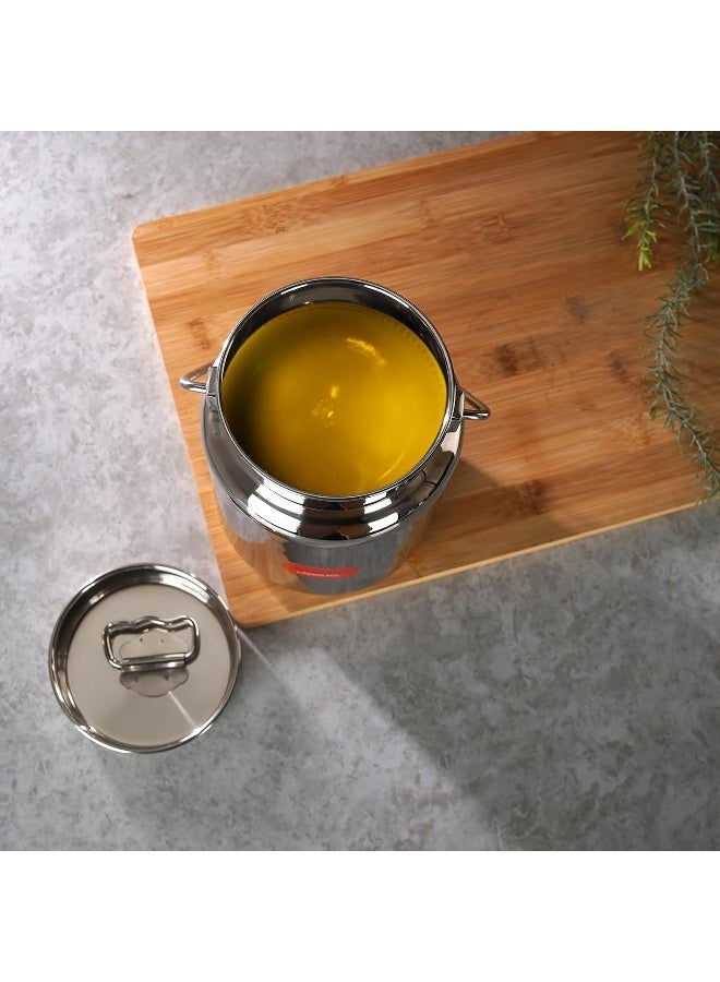Sumeet Akhand Jointless Oil Can/Milk Can – 2L, Premium Stainless Steel, Rust-Proof, Glossy Finish, Leak-Proof Inner Lid, Durable & Easy to Clean for Storing Milk, Oil & Ghee - Image 3