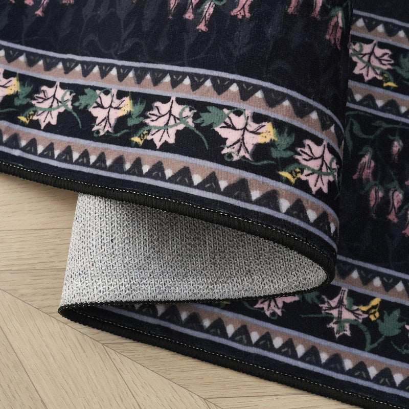 Rugcomf 5x7 Area Rugs Impressionist-Style Vintage Washable Area Rug Non Slip Low Pile Large Rugs for Living Room Bedroom Farmhouse Dining Room Kids Playroom, Black - Image 5