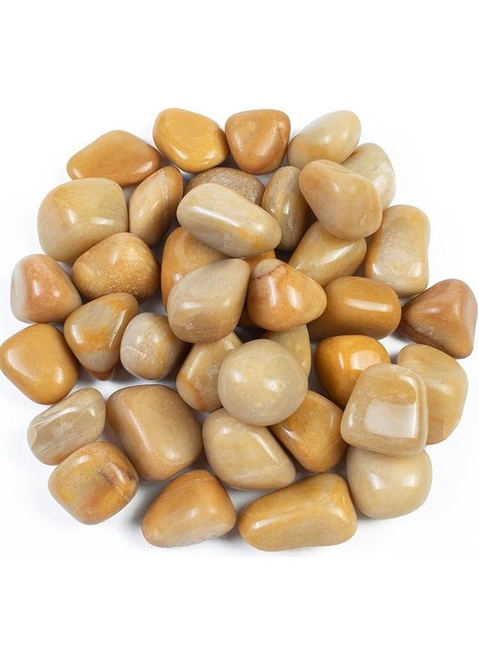 vsell24 Yellow River Rocks (2–4cm) – Polished Natural Decorative Stones for Home, Indoor Plants & Garden Styling - Image 1