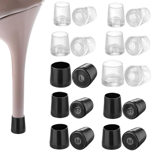 CoolShef 10 Pairs Heel Cap for Stilettos – Non-Slip, Noise Reducing High Heel Protector for Women, Replacement Heel Cover for Wedding, Grass, Gravel & Outdoor Events-3 Size (S,M,L) - Image 1