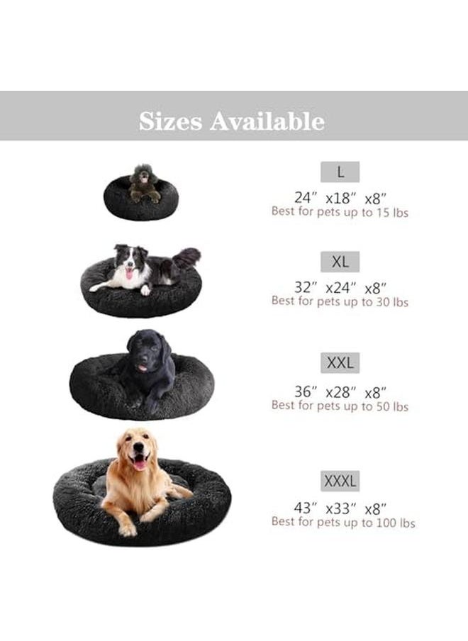 MFox - Calming Dog Bed L Xl Xxl Xxxl For Medium And Large Dogs Comfortable Pet Bed Faux Fur Donut Cuddler Up To 25 35 55 100Lbs - Image 1
