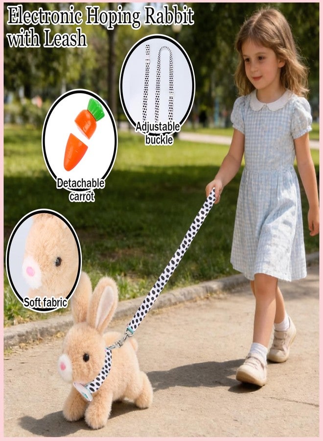 Sprstar Easter Bunny Toy,Bunny My Realistic Bunny Toy,Hopping Rabbit Plush Bunny Toy,with Sounds and Movements Animated Walking Wiggle Ears Twitch Nose Gift for Toddlers Birthday(Brown Rabbit +Leash) - Image 4