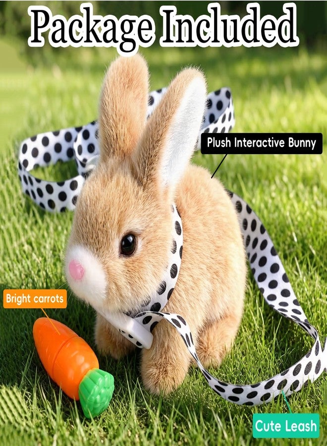Sprstar Easter Bunny Toy,Bunny My Realistic Bunny Toy,Hopping Rabbit Plush Bunny Toy,with Sounds and Movements Animated Walking Wiggle Ears Twitch Nose Gift for Toddlers Birthday(Brown Rabbit +Leash) - Image 5
