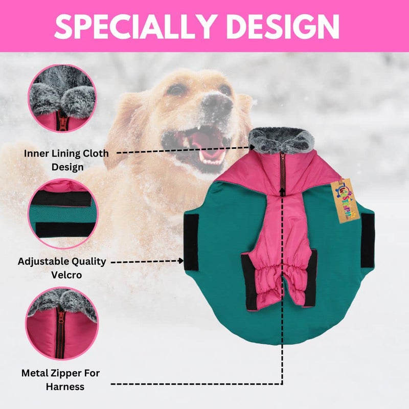 Western Era Windproof Dog Winter Fur Coat, Waterproof Dog Jacket, Warm Dog Vest, Cold Weather Pet Apparel with 2 Layers Fleece Lined for Small Medium Large Dogs (Pink) (Medium - 22 inch) - Image 2