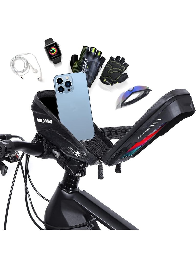WILD MAN Touch Screen Bike Handlebar Bag Waterproof Front Frame Top Tube Bicycle Pouch Large Capacity Cycling Front Storage Bag for 6.7in Large Screen - Image 4