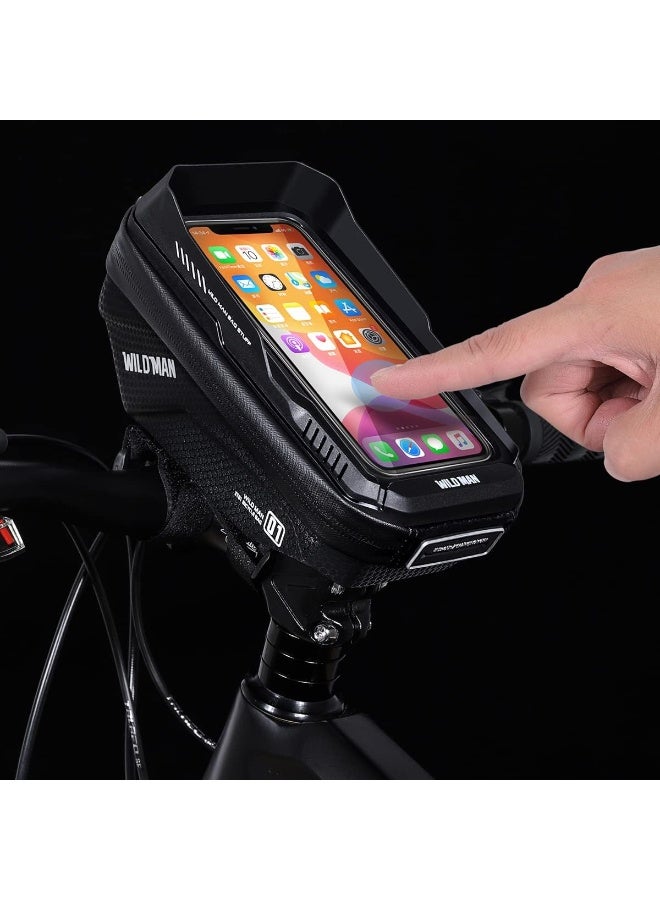 WILD MAN Touch Screen Bike Handlebar Bag Waterproof Front Frame Top Tube Bicycle Pouch Large Capacity Cycling Front Storage Bag for 6.7in Large Screen - Image 5