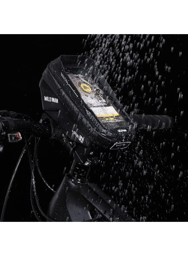 WILD MAN Touch Screen Bike Handlebar Bag Waterproof Front Frame Top Tube Bicycle Pouch Large Capacity Cycling Front Storage Bag for 6.7in Large Screen - Image 2