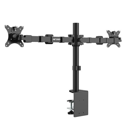 Ant Esports MA112 Dual Arm Articulating Monitor Desk Mount, Fully Adjustable Steel Stand with C-Clamp Grommet Base,VESA,Swivel, Rotation, Tilt and Height Adjustment, Holds 2 Screens up to 30"-Black - Image 1