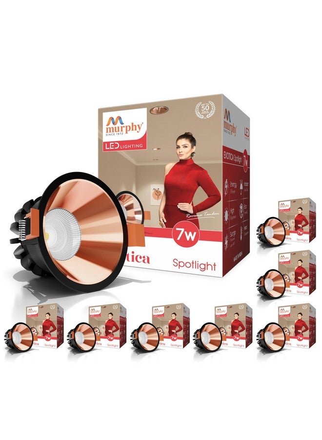 Murphy 7W Black Body Rose Gold Finish COB Spot Down Light : Warm White, Pack of 8 - Image 1
