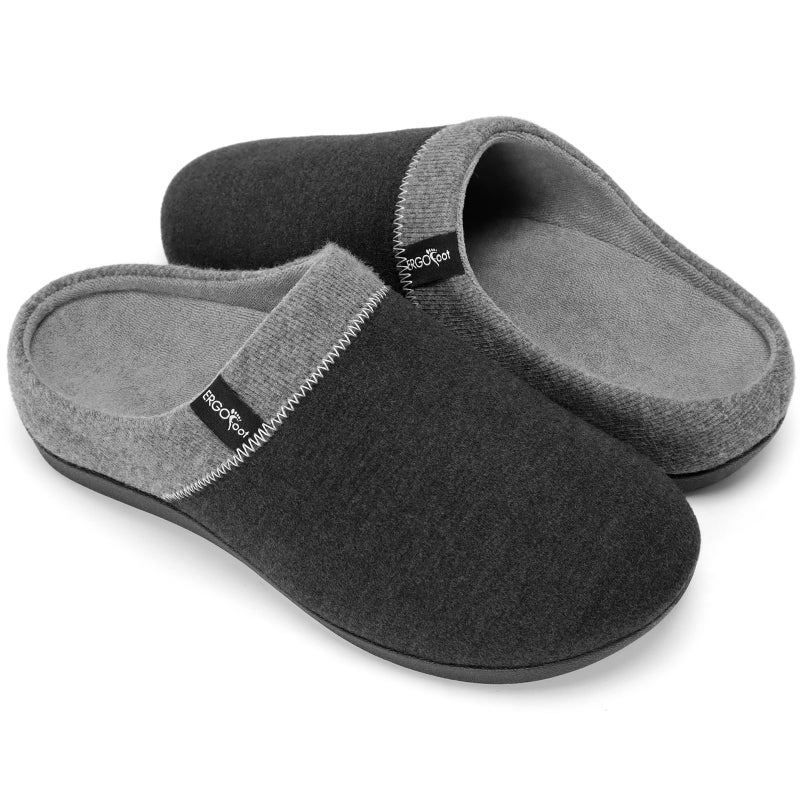 ERGOfoot Orthotic Slippers with Arch Support, Ideal for Plantar Fasciitis, Flat Feet, Heel Pain Relief, Slip on Clog Indoor Outdoor House Shoes with Anti-Skid Rubber Sole/Gray - Image 1