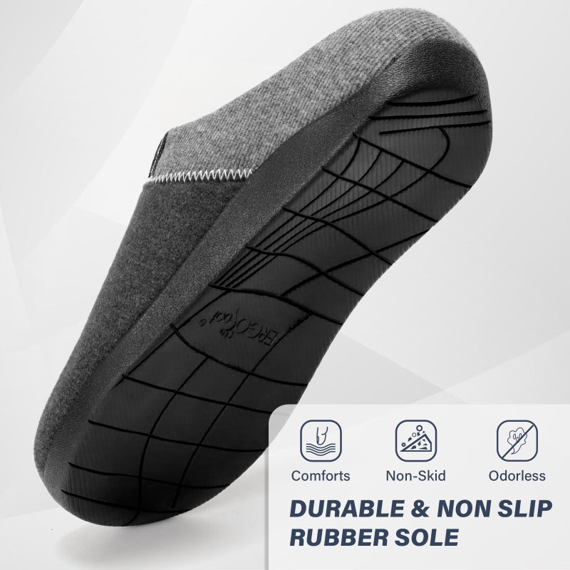 ERGOfoot Orthotic Slippers with Arch Support, Ideal for Plantar Fasciitis, Flat Feet, Heel Pain Relief, Slip on Clog Indoor Outdoor House Shoes with Anti-Skid Rubber Sole/Gray - Image 5